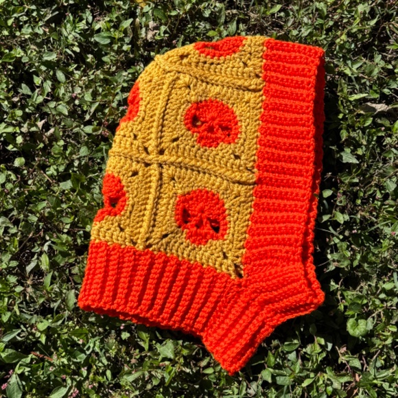 Mustard and Orange Acrylic Skull Balaclava - Picture 4 of 4